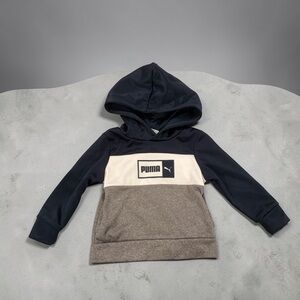 PUMA Toddler 12M Colorblock Hoodie Navy Gray White Logo EUC